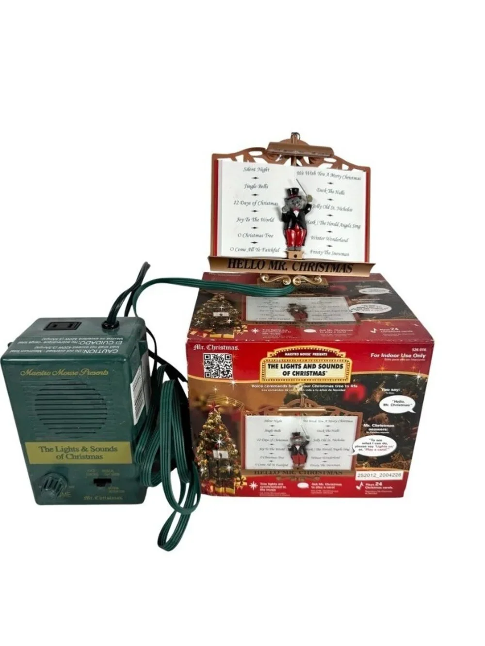 Mr. Christmas Maestro Mouse Lights & Sounds of Christmas 526016 W/ Box WORKS
